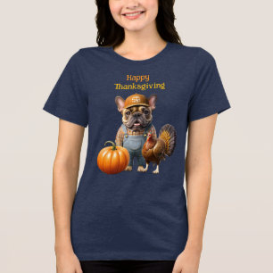 Französische Bulldogge Thanksgiving French Bulldog Tri-Blend Shirt