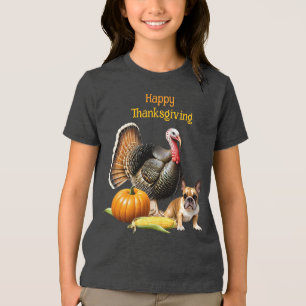 Französische Bulldogge Thanksgiving French Bulldog Tri-Blend Shirt