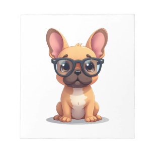 Französische Bulldogge trägt Brille Kopie Notizblock