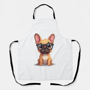 Französische Bulldogge trägt Brille Kopie Schürze