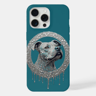 Französische Bulldogge Türkis Geometrisches Modern iPhone 15 Pro Max Hülle