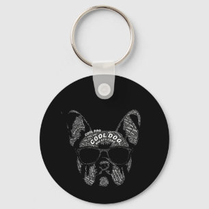 Französische Bulldogge Typografie Schlüsselanhänger