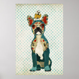 Französische Bulldogge u. kleines Poster