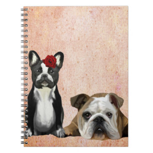 Französische Bulldogge und englische Bulldogge Notizblock