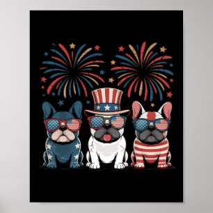 Französische Bulldogge USA Amerikanische Flagge Fe Poster