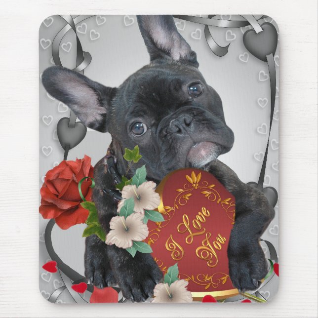 FRANZÖSISCHE BULLDOGGE Valentinsgruß Mousepad (Vorne)