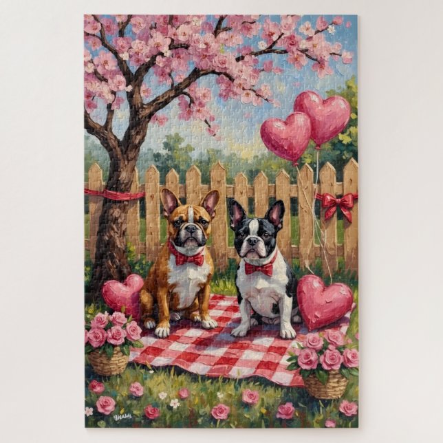 Französische Bulldogge Valentinstag Kunst (Vertikal)