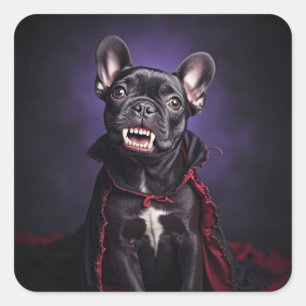 Französische Bulldogge Vampir Halloween Süß Quadratischer Aufkleber