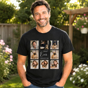 Französische Bulldogge Vater Papa Fotocollage schw T-Shirt