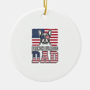 Französische Bulldogge Vater Patriotisch Vintage Keramik Ornament