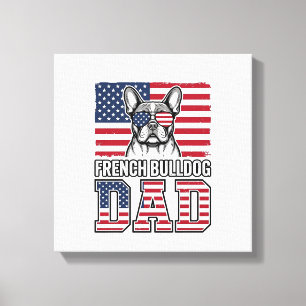 Französische Bulldogge Vater Patriotisch Vintage Leinwanddruck