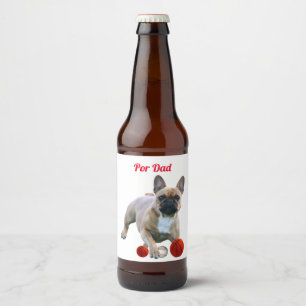 Französische Bulldogge Vatertag Bierflaschenetikett
