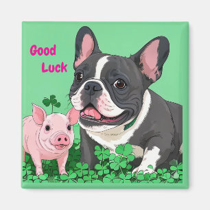 Französische Bulldogge viel Glück French Bulldog Magnet