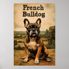Französische Bulldogge Vintage Kunst Poster