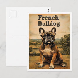 Französische Bulldogge Vintage Kunst Postkarte
