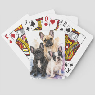 Französische Bulldogge Wasserfarbe Spielkarten