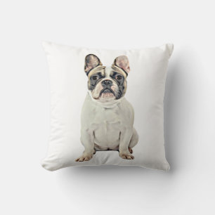 Französische Bulldogge Wasserfarben-Kunstmalerei Kissen