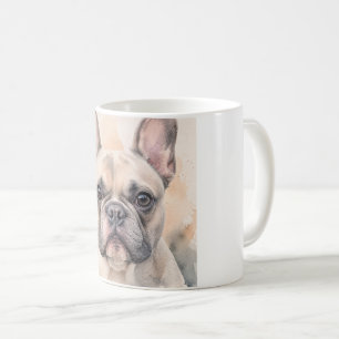 Französische Bulldogge Wasserfarben-Porträt Kaffeetasse