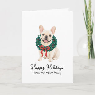 Französische Bulldogge Wasserfarben Weihnachtskart Karte