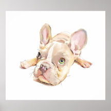 Französische Bulldogge Wasserfarbenposter, Wandkun