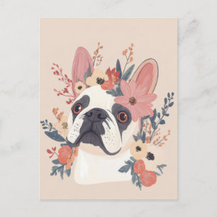 Französische Bulldogge Watercolor Floral Postkarte