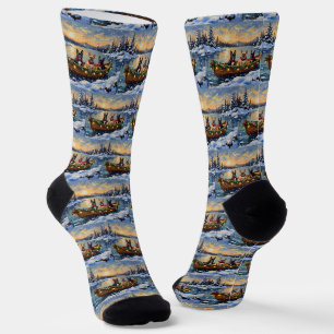 Französische Bulldogge Weihnachten Boot Urlaub Socken
