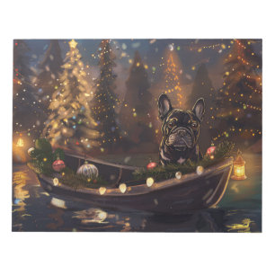 Französische Bulldogge Weihnachten Festliche Reise Notizblock