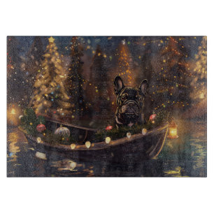 Französische Bulldogge Weihnachten Festliche Reise Schneidebrett