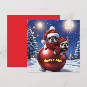 Französische Bulldogge Weihnachten  French Bullog Einladung