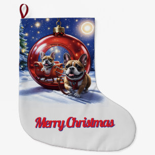 Französische Bulldogge Weihnachten  French Bullog Großer Weihnachtsstrumpf
