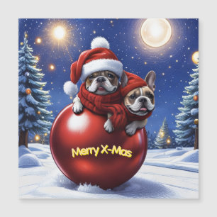 Französische Bulldogge Weihnachten  French Bullog Magnetkarte