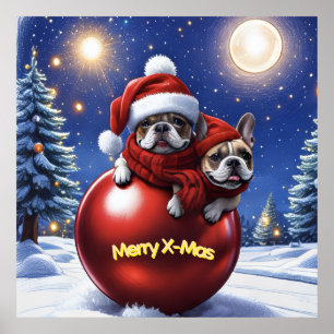 Französische Bulldogge Weihnachten French Bullog Poster