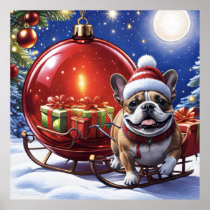 Französische Bulldogge Weihnachten French Bullog Poster