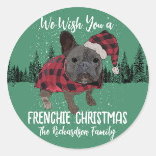 Französische Bulldogge Weihnachten Personalisierte Runder Aufkleber