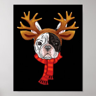Französische Bulldogge Weihnachten Rentiere Geweih Poster