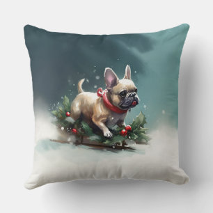 Französische Bulldogge Weihnachten Schnee Winter Kissen