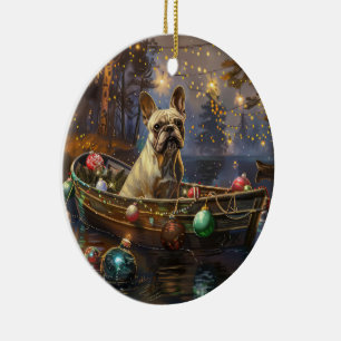 Französische Bulldogge Weihnachtliche Festliche Re Keramik Ornament