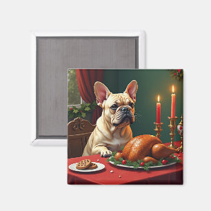 Französische Bulldogge Weihnachtsabend-Festmahl-Ge Magnet