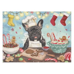 Französische Bulldogge-Weihnachtsbäckerei: Festlic Tischdecke