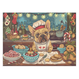 Französische Bulldogge-Weihnachtsbäckerei: Festlic Tischdecke