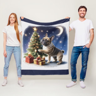 Französische Bulldogge Weihnachtsbaum Bulldog Fleecedecke