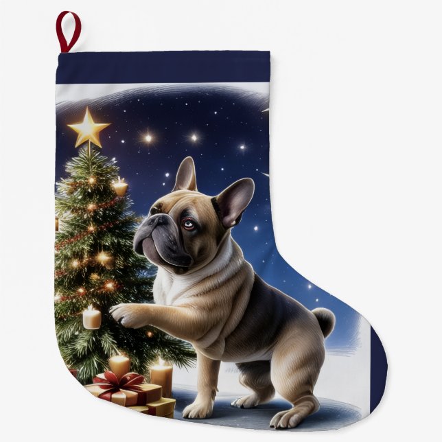 Französische Bulldogge Weihnachtsbaum Bulldog Großer Weihnachtsstrumpf (Vorderseite)