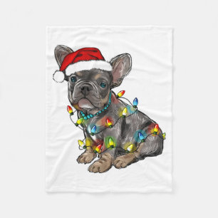 Französische Bulldogge Weihnachtsbeleuchtung Weihn Fleecedecke