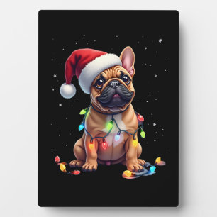 Französische Bulldogge Weihnachtsbeleuchtung Weihn Fotoplatte
