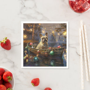 Französische Bulldogge Weihnachtsfest Reise Serviette