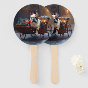 Französische Bulldogge Weihnachtsfest Saison Fächer