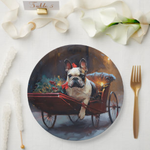 Französische Bulldogge Weihnachtsfest Saison Pappteller