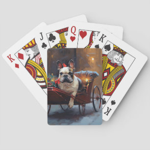 Französische Bulldogge Weihnachtsfest Saison Spielkarten