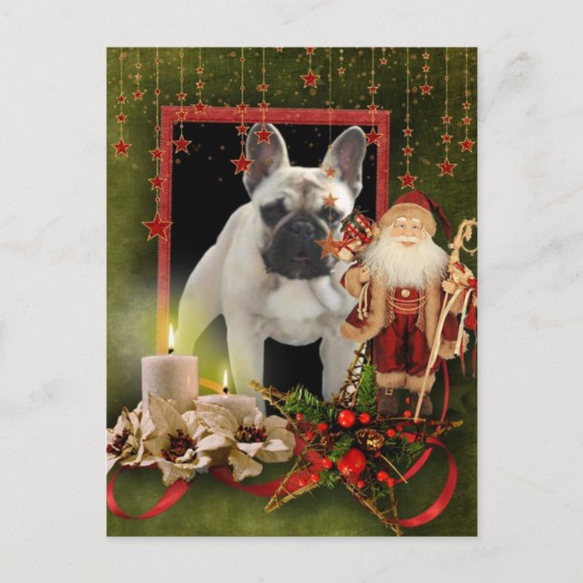 Französische Bulldogge Weihnachtskarte Postkarte (Vorderseite)