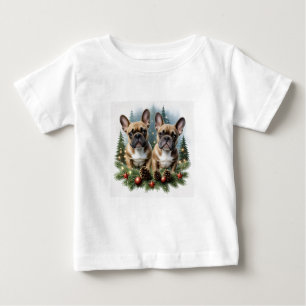 Französische Bulldogge Weihnachtskranz Bulldog Baby T-shirt
